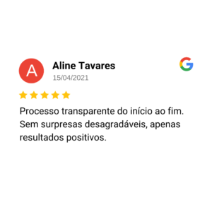 Avaliação de cliente no Google — 2