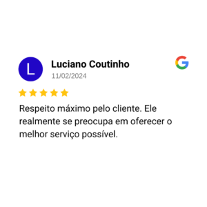 Avaliação de cliente no Google — 16